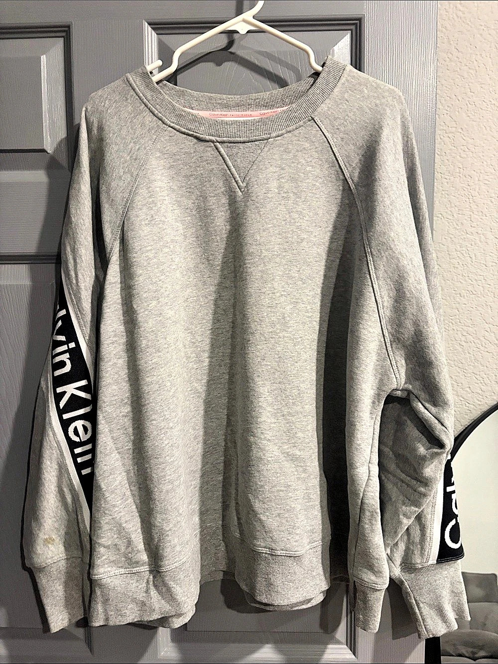 Calvin Klein Performance Logo Tape Crewneck Sweatshirt Logo Tape Sweatshirt Gray